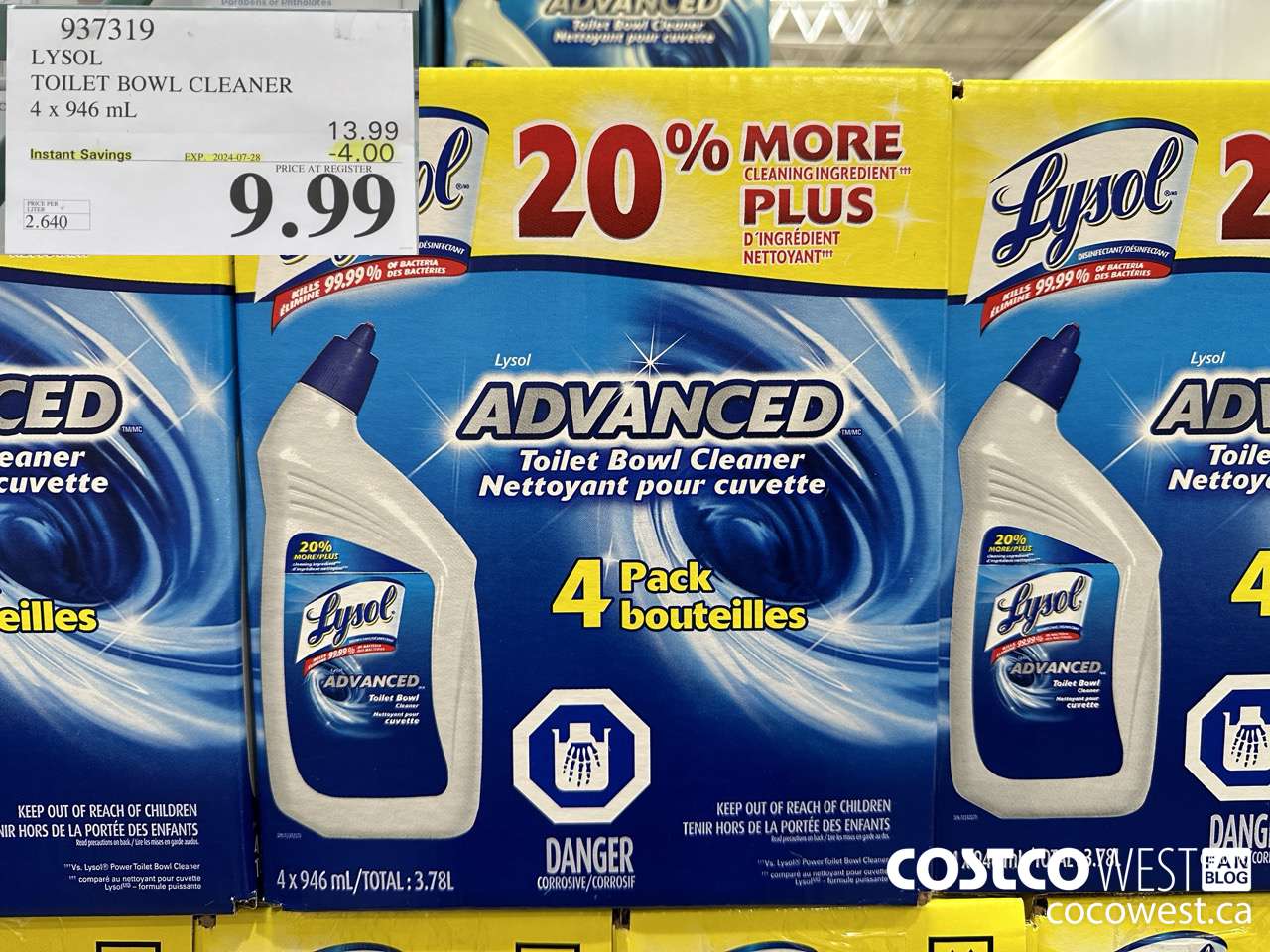 937319 LYSOL TOILET BOWL CLEANER 4 x 946 ML ($4.00 INSTANT SAVINGS EXPIRES ON 2024-07-28) $9.99