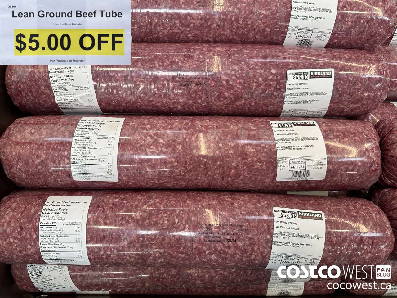 26306 Lean Ground Beef Tube ($5.00 INSTANT SAVINGS)