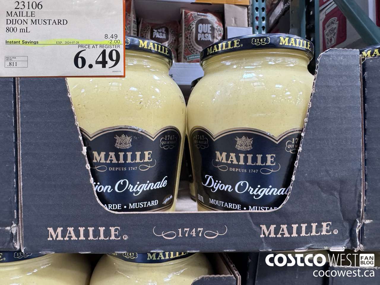 23106 MAILLE DIJON MUSTARD 800 ML ($2.00 INSTANT SAVINGS EXPIRES ON 2024-07-28) $6.49