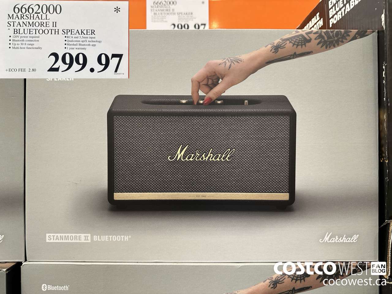6662000 MARSHALL STANMORE II BLUETOOTH SPEAKER $299.97