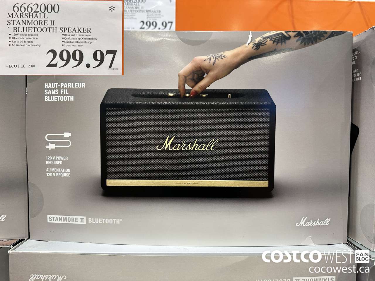 6662000 MARSHALL STANMORE II BLUETOOTH SPEAKER $299.97
