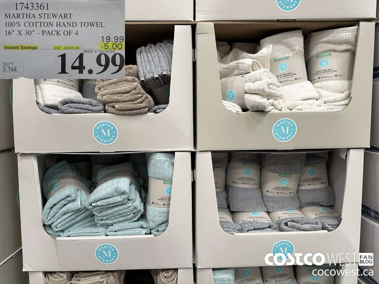 1743361 MARTHA STEWART 100% COTTON HAND TOWEL 16