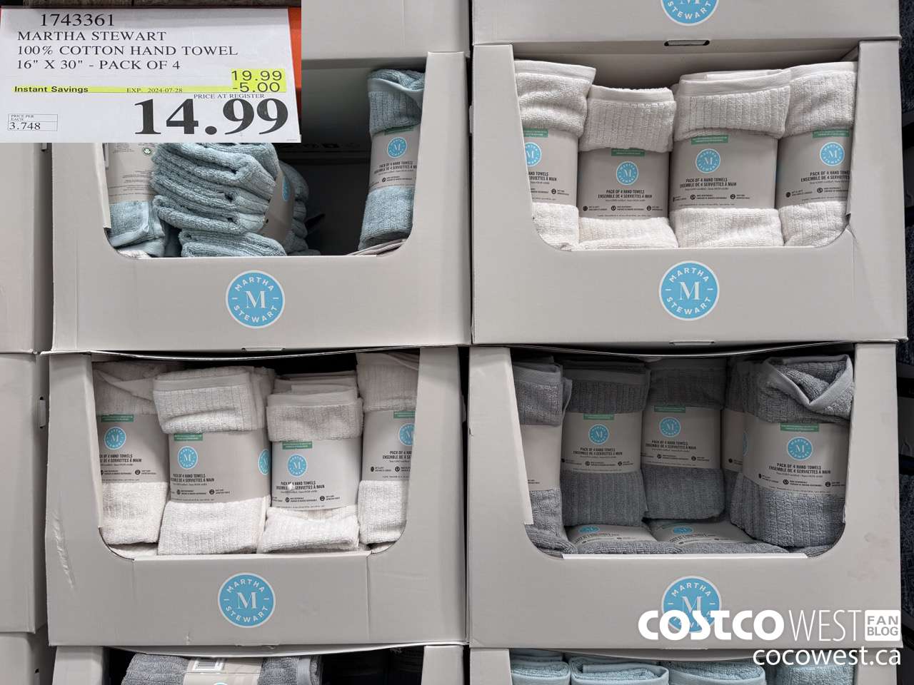 1743361 MARTHA STEWART 100% COTTON HAND TOWEL 16