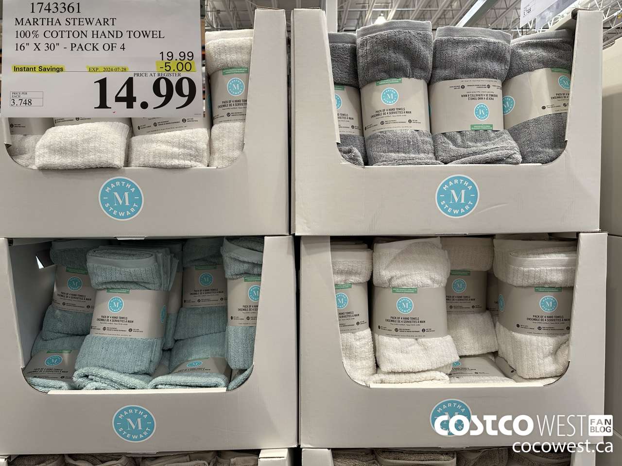 1743361 MARTHA STEWART 100% COTTON HAND TOWEL 16