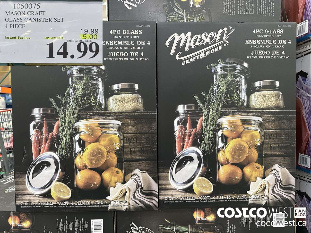 1050075 MASON GLASS STORAGE SET 4 PIECE ($5.00 INSTANT SAVINGS EXPIRES ON 2024-08-11) $14.99