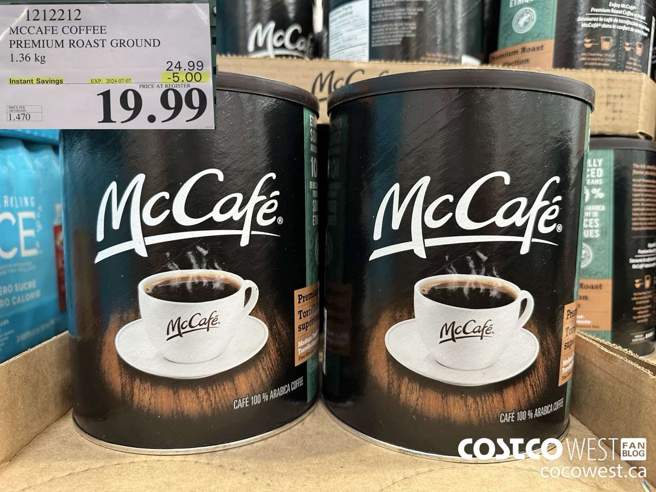 1212212 MCCAFE COFFEE PREMIUM ROAST GROUND 1.36KG ($5.00 INSTANT SAVINGS EXPIRES ON 2024-07-07) $19.99