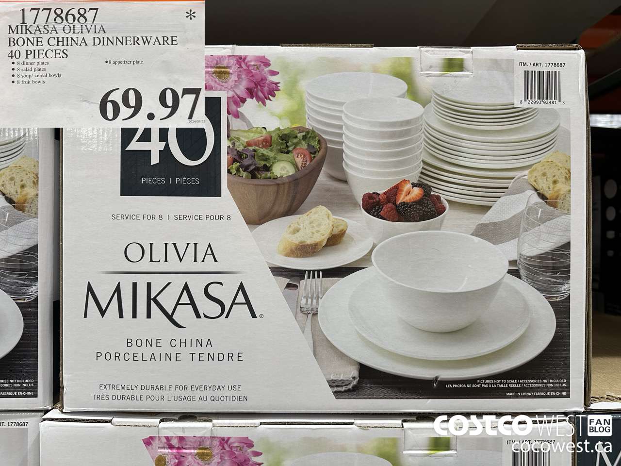 1778687 MIKASA OLIVIA BONE CHINA DINNERWARE 40 PIECES $69.97