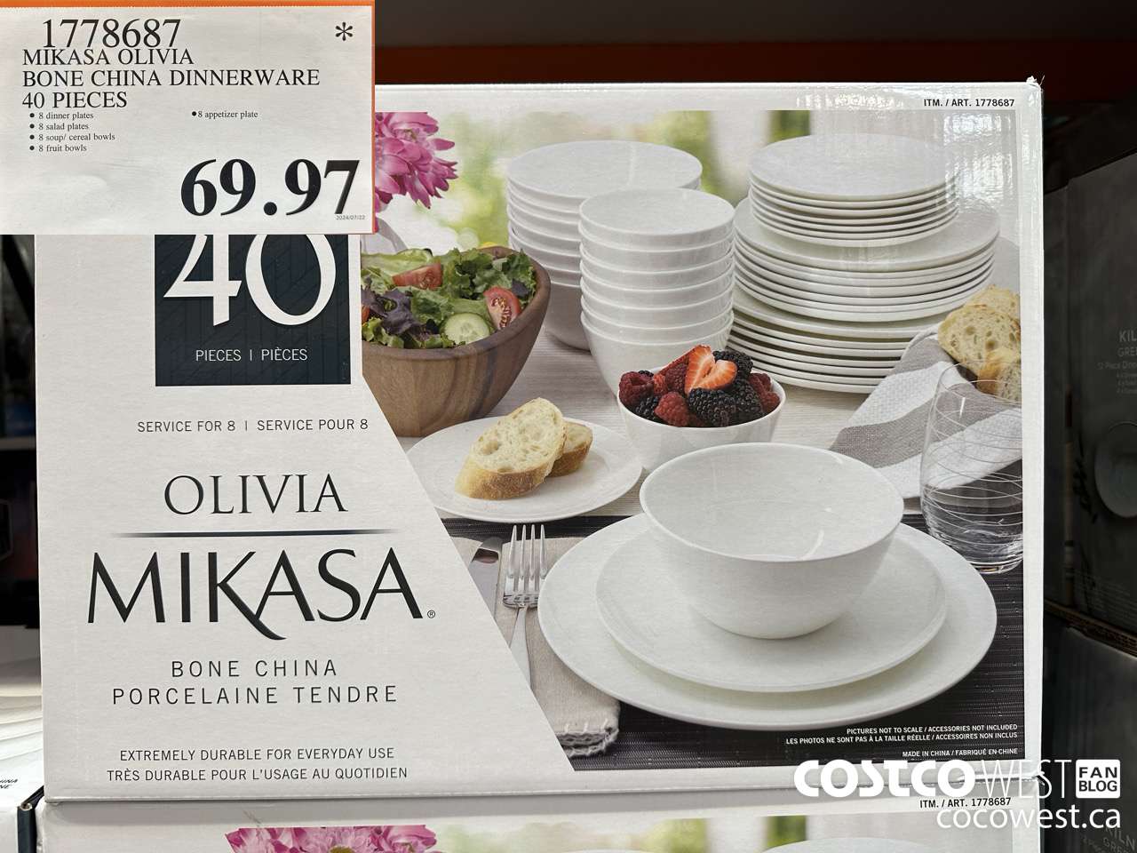 1778687 MIKASA OLIVIA BONE CHINA DINNERWARE 40 PIECES $69.97