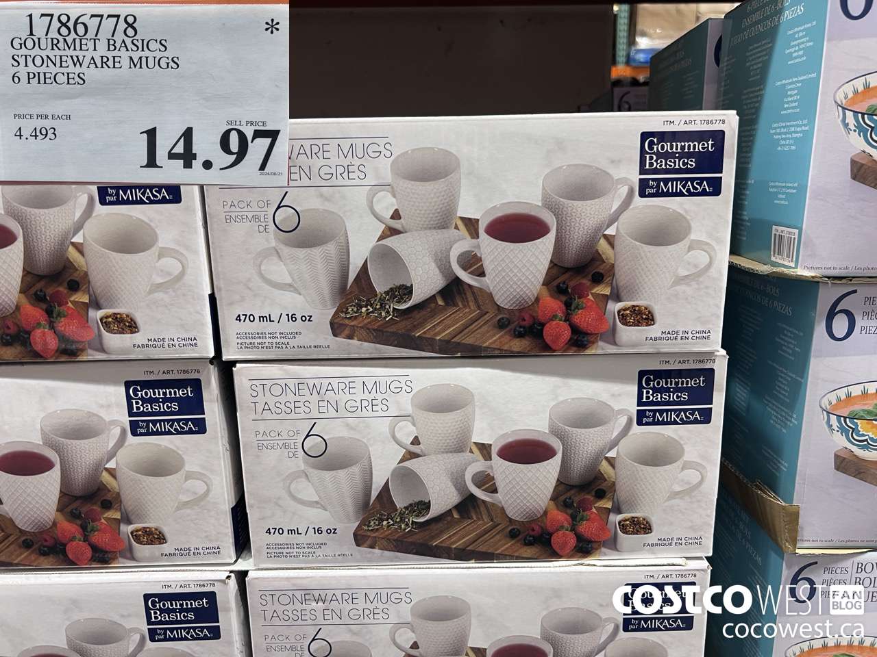1786778 MIKASA STONEWARE MUGS 6 PIECES $14.97