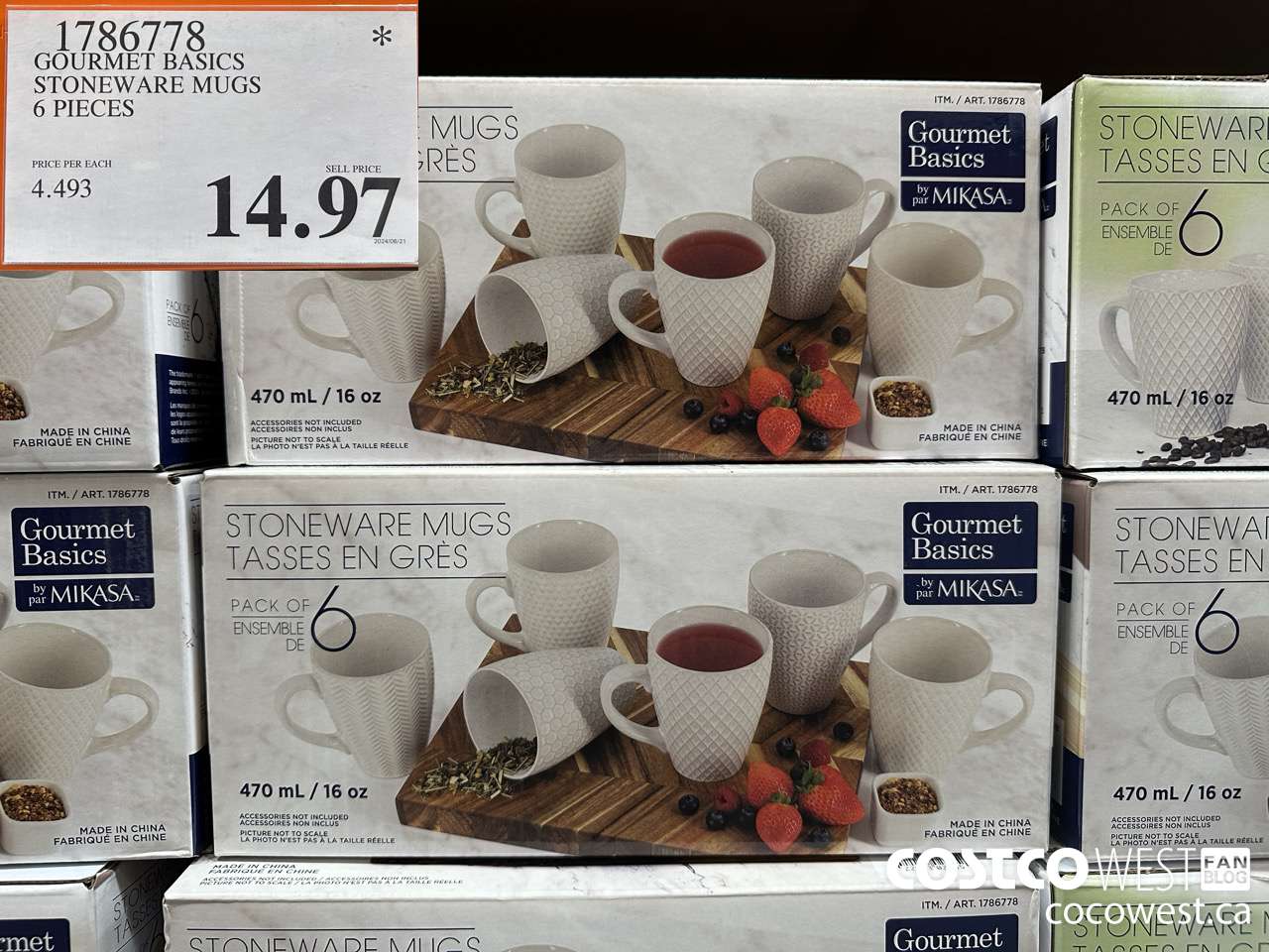 1786778 MIKASA STONEWARE MUGS 6 PIECES $14.97
