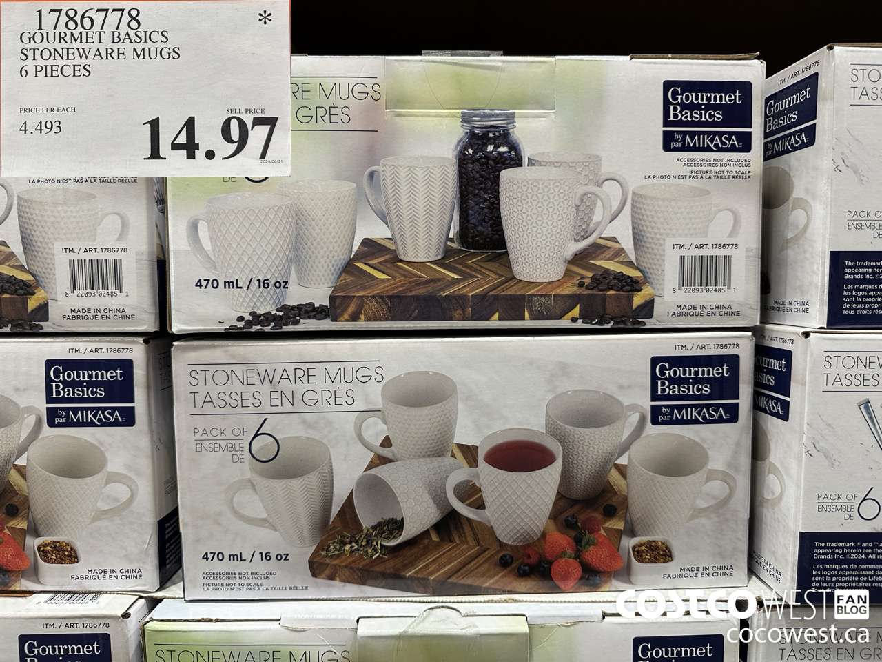 1786778 MIKASA STONEWARE MUGS 6 PIECES $14.97