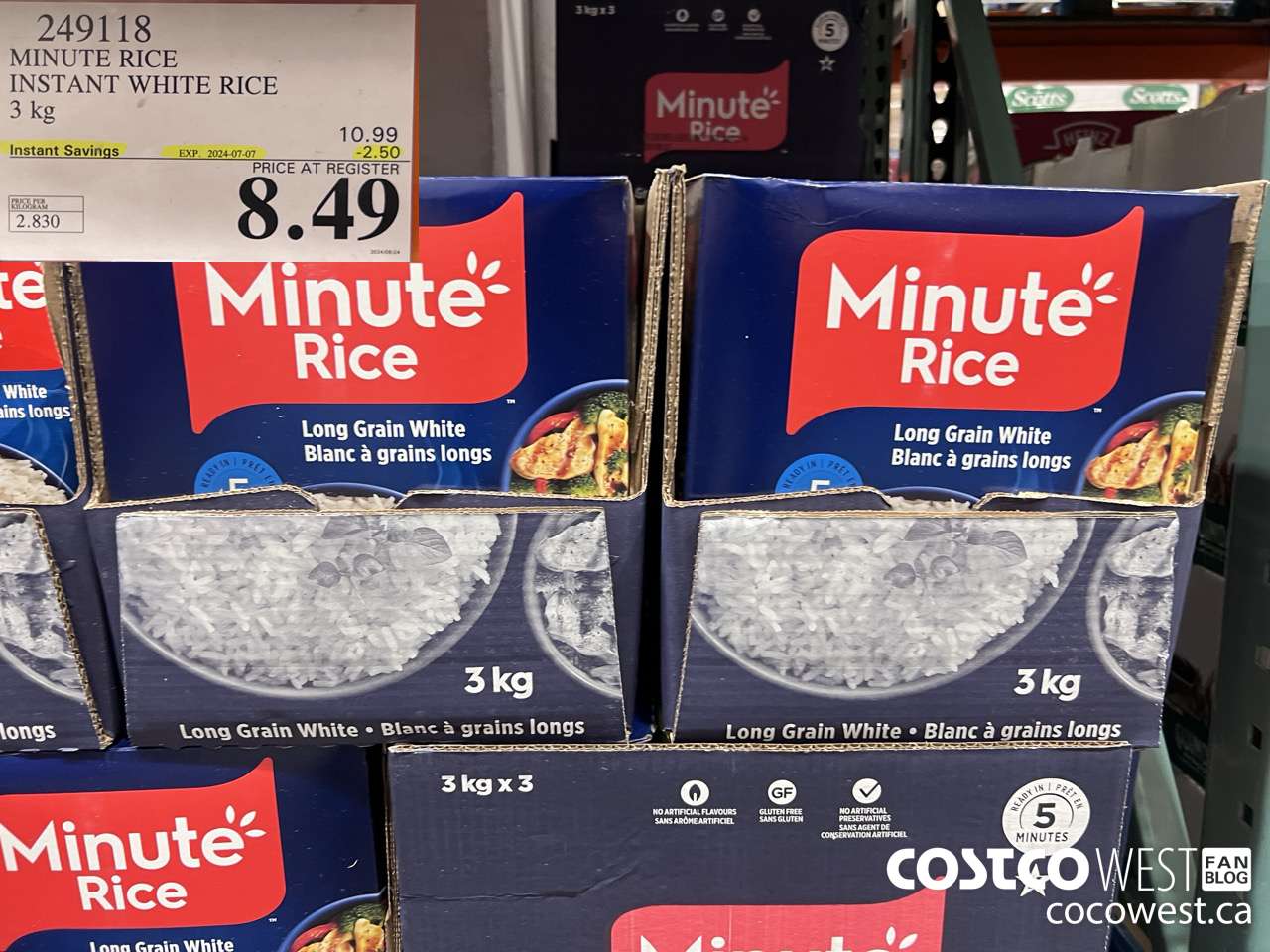 249118 MINUTE RICE INSTANT WHITE RICE 3 kg ($2.50 INSTANT SAVINGS EXPIRES ON 2024-07-07) $8.49
