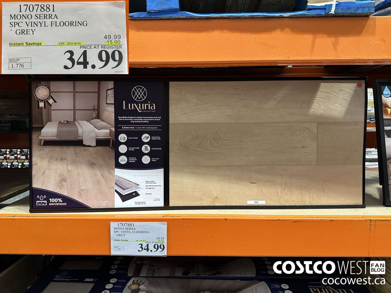 1707881 MONO SERRA SPC VINYL FLOORING GREY ($15.00 INSTANT SAVINGS EXPIRES ON 2024-08-04) $34.99