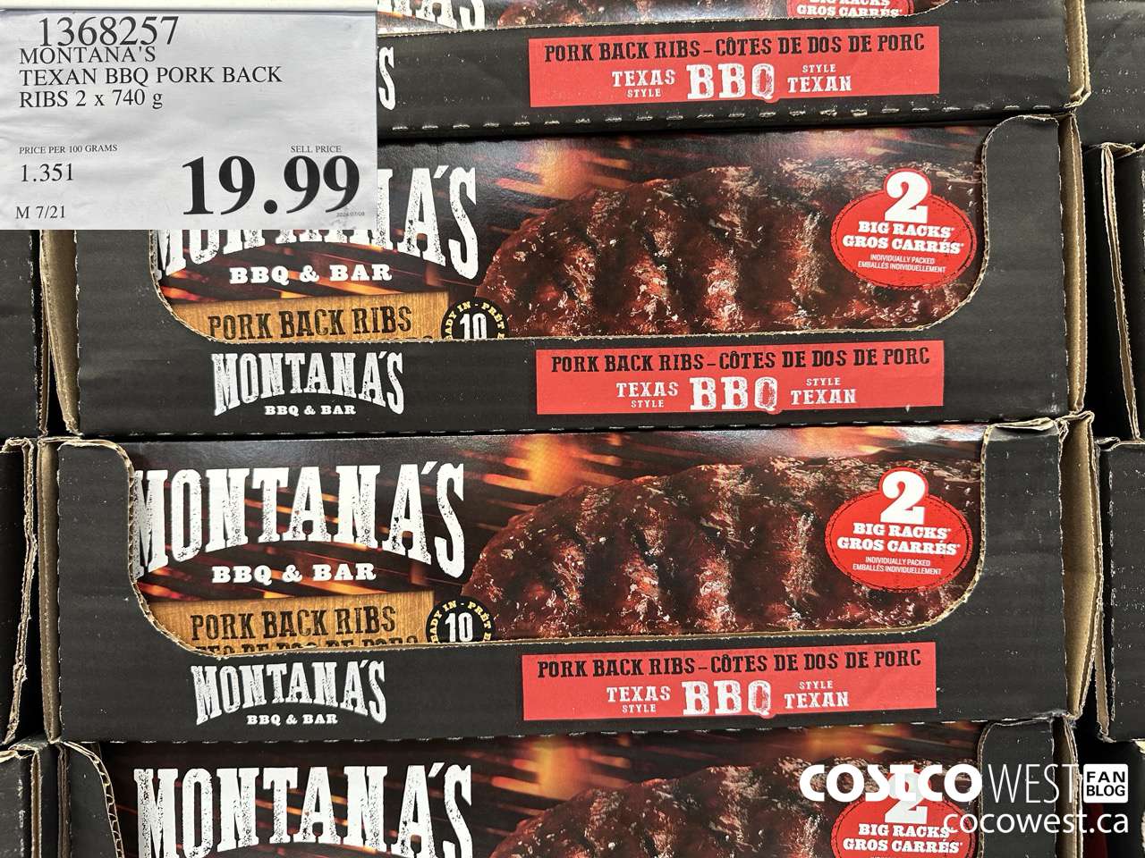1368257 MONTANA'S TEXAN BBQ PORK BACK RIBS 2 x 740 g $19.99