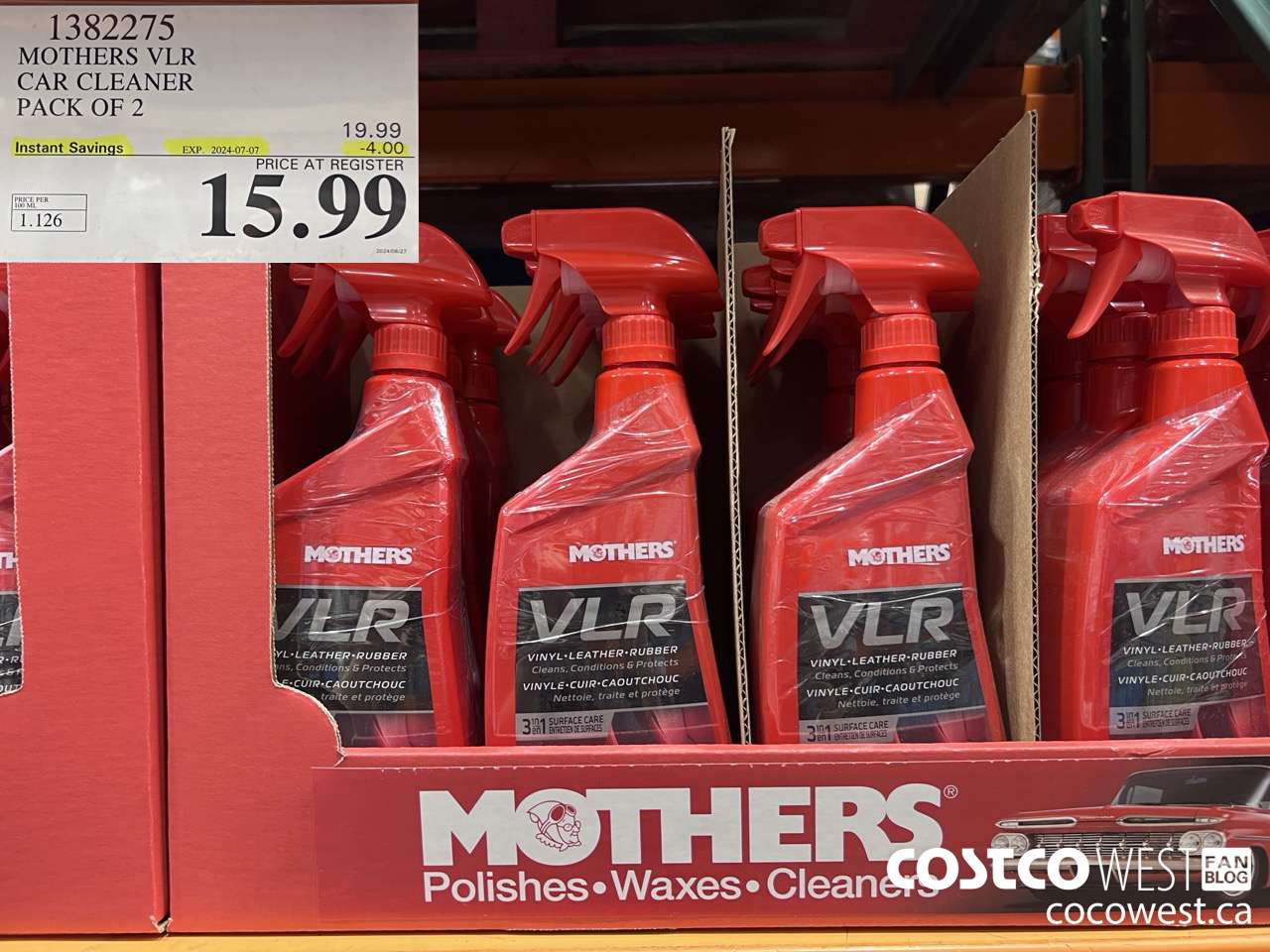 1382275 MOTHERS VLR CAR CLEANER PACK OF 2 ($4.00 INSTANT SAVINGS EXPIRES ON 2024-07-07) $15.99