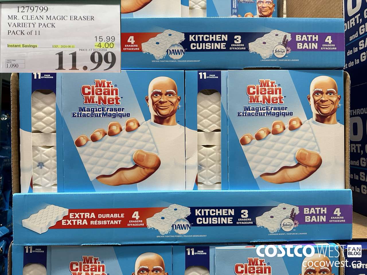 1279799 MR. CLEAN MAGIC ERASER VARIETY PACK PACK OF 11 ($4.00 INSTANT SAVINGS EXPIRES ON 2024-08-11) $11.99