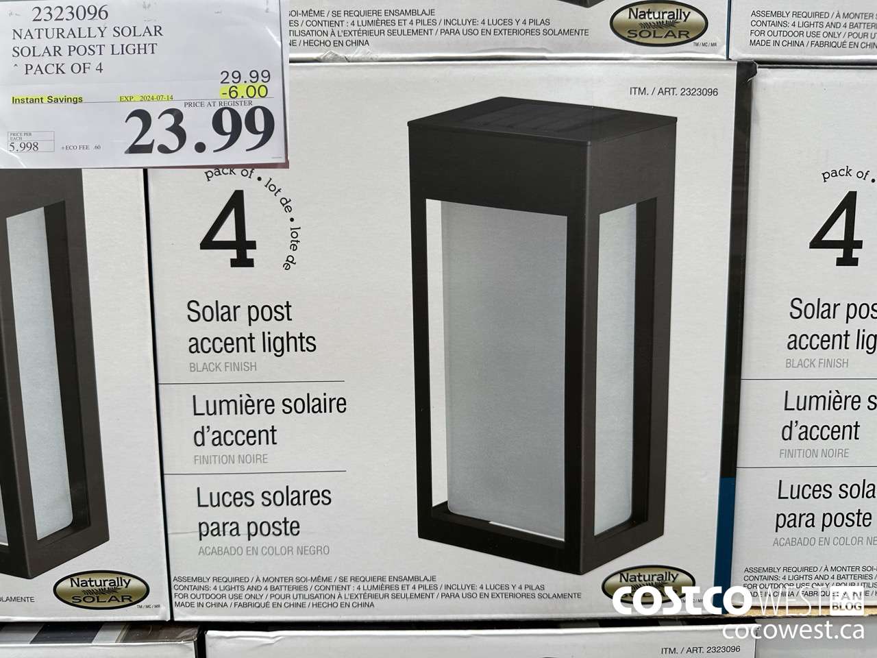 2323096 NATURALLY SOLAR SOLAR POST LIGHT PACK OF 4 ($6.00 INSTANT SAVINGS EXPIRES ON 2024-07-14) $23.99