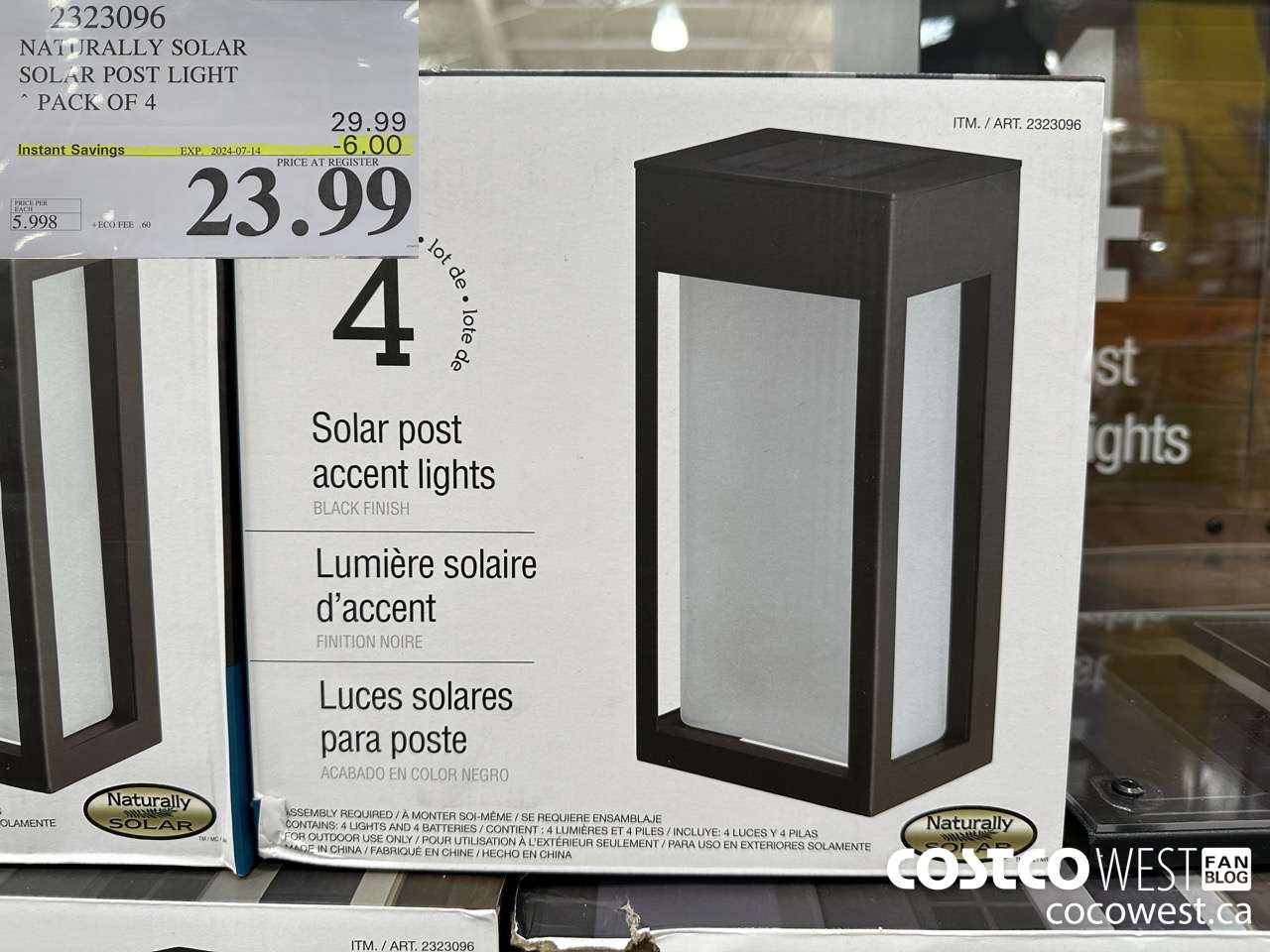 2323096 NATURALLY SOLAR SOLAR POST LIGHT PACK OF 4 ($6.00 INSTANT SAVINGS EXPIRES ON 2024-07-14) $23.99