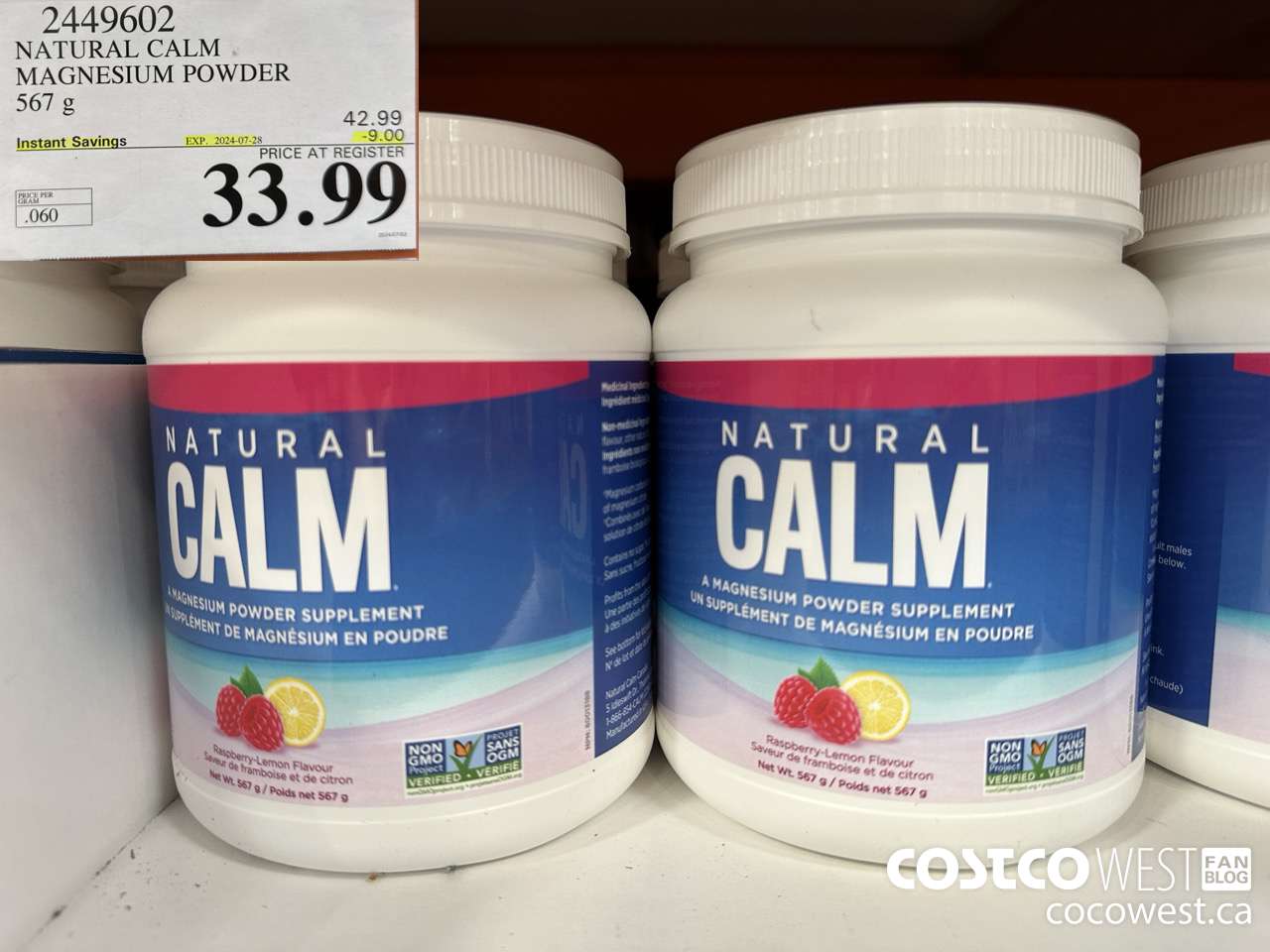 2449602 NATURAL CALM MAGNESIUM POWDER 567 g ($9.00 INSTANT SAVINGS EXPIRES ON 2024-07-28) $33.99