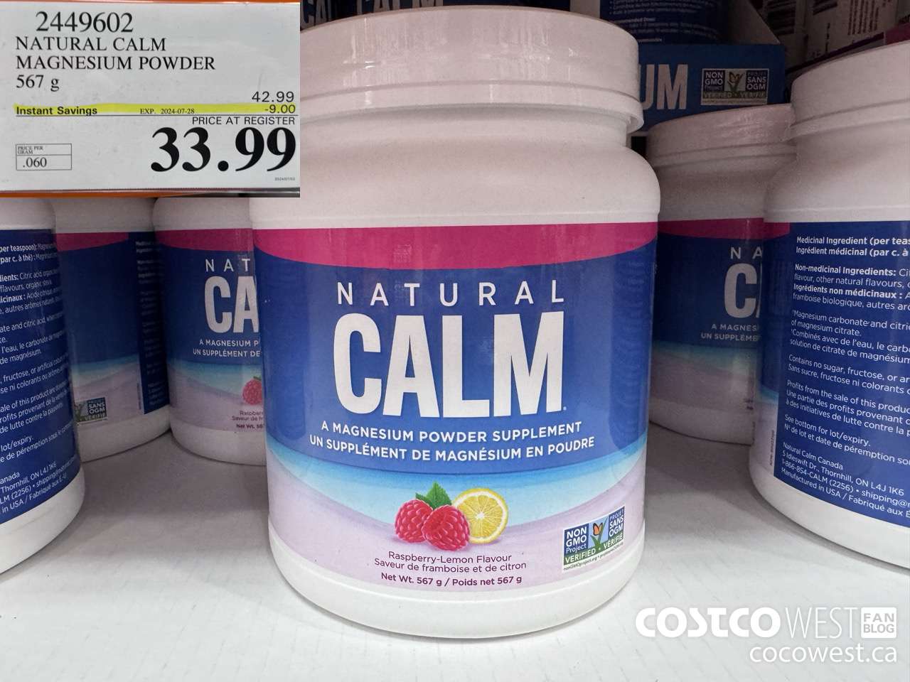 2449602 NATURAL CALM MAGNESIUM POWDER 567 g ($9.00 INSTANT SAVINGS EXPIRES ON 2024-07-28) $33.99