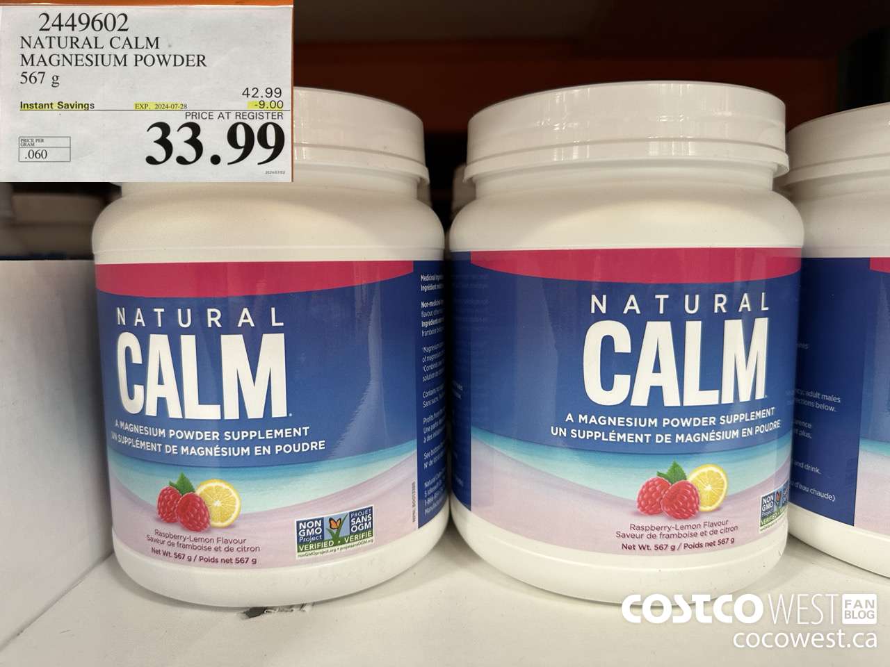 2449602 NATURAL CALM MAGNESIUM POWDER 567 g ($9.00 INSTANT SAVINGS EXPIRES ON 2024-07-28) $33.99