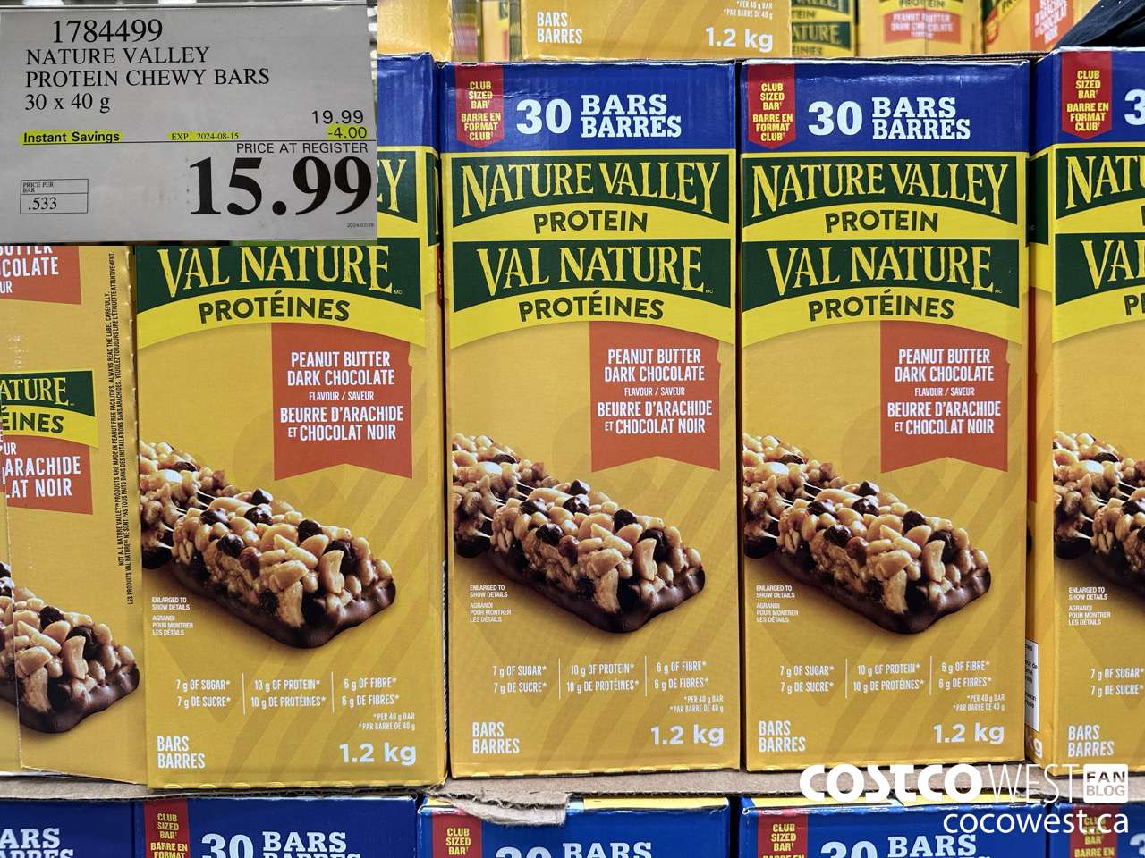 1784499 NATURE VALLEY PROTEIN CHEWY BARS 30 X 40G ($4.00 INSTANT SAVINGS EXPIRES ON 2024-08-15) $15.99