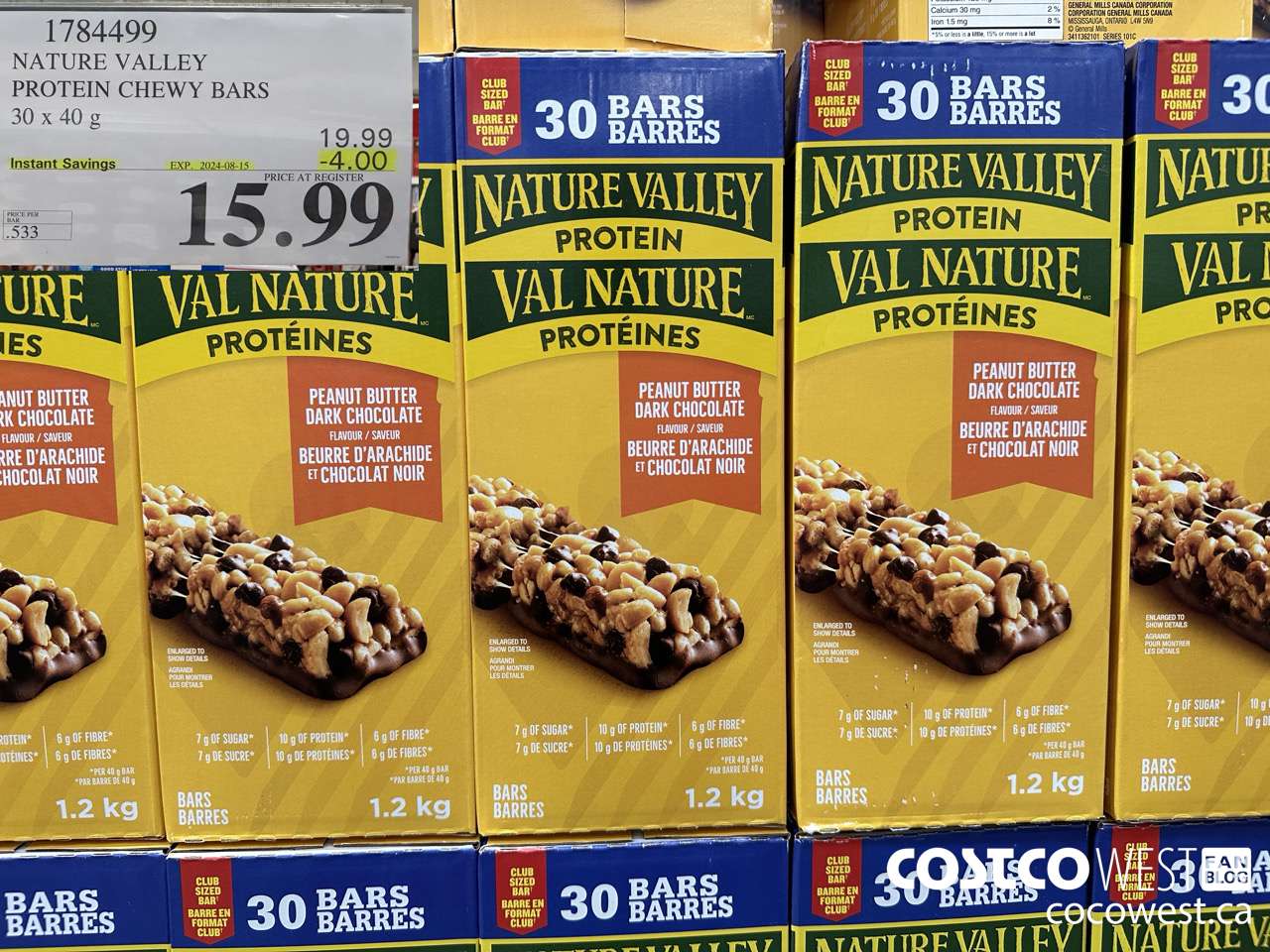 1784499 NATURE VALLEY PROTEIN CHEWY BARS 30 X 40G ($4.00 INSTANT SAVINGS EXPIRES ON 2024-08-15) $15.99