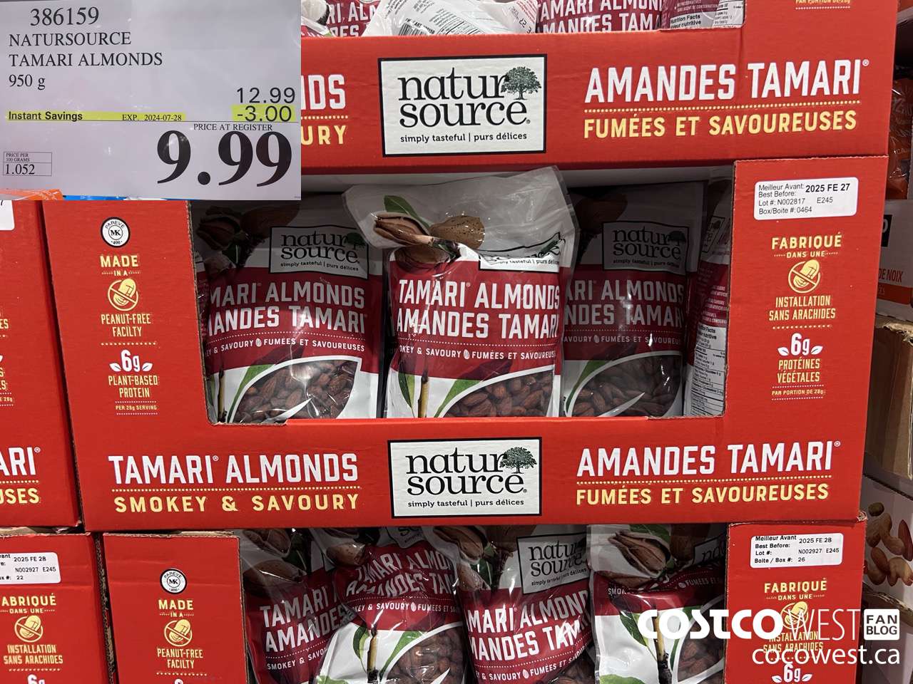 386159 NATURSOURCE TAMARI ALMONDS 950 g ($3.00 INSTANT SAVINGS EXPIRES ON 2024-07-28) $9.99