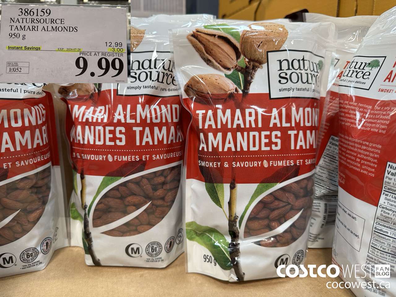 386159 NATURSOURCE TAMARI ALMONDS 950 g ($3.00 INSTANT SAVINGS EXPIRES ON 2024-07-28) $9.99
