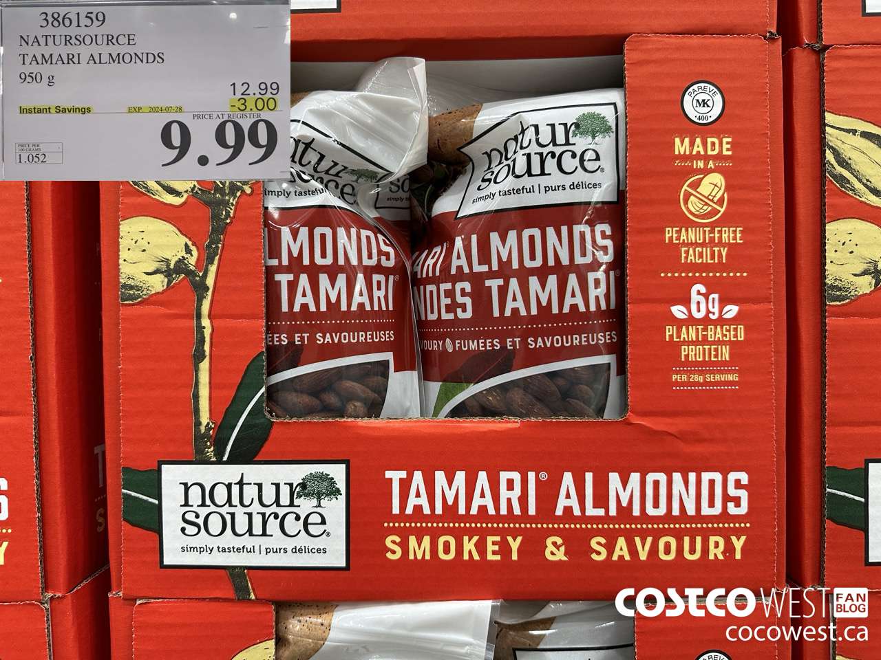 386159 NATURSOURCE TAMARI ALMONDS 950 g ($3.00 INSTANT SAVINGS EXPIRES ON 2024-07-28) $9.99