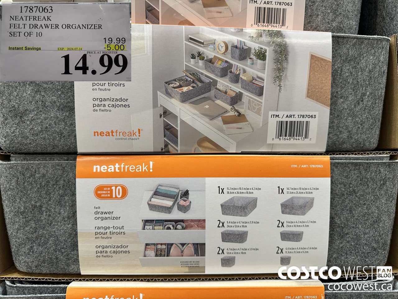 1787063 NEATFREAK FELT DRAWER ORGANIZER SET OF 10 ($5.00 INSTANT SAVINGS EXPIRES ON 2024-07-14) $14.99