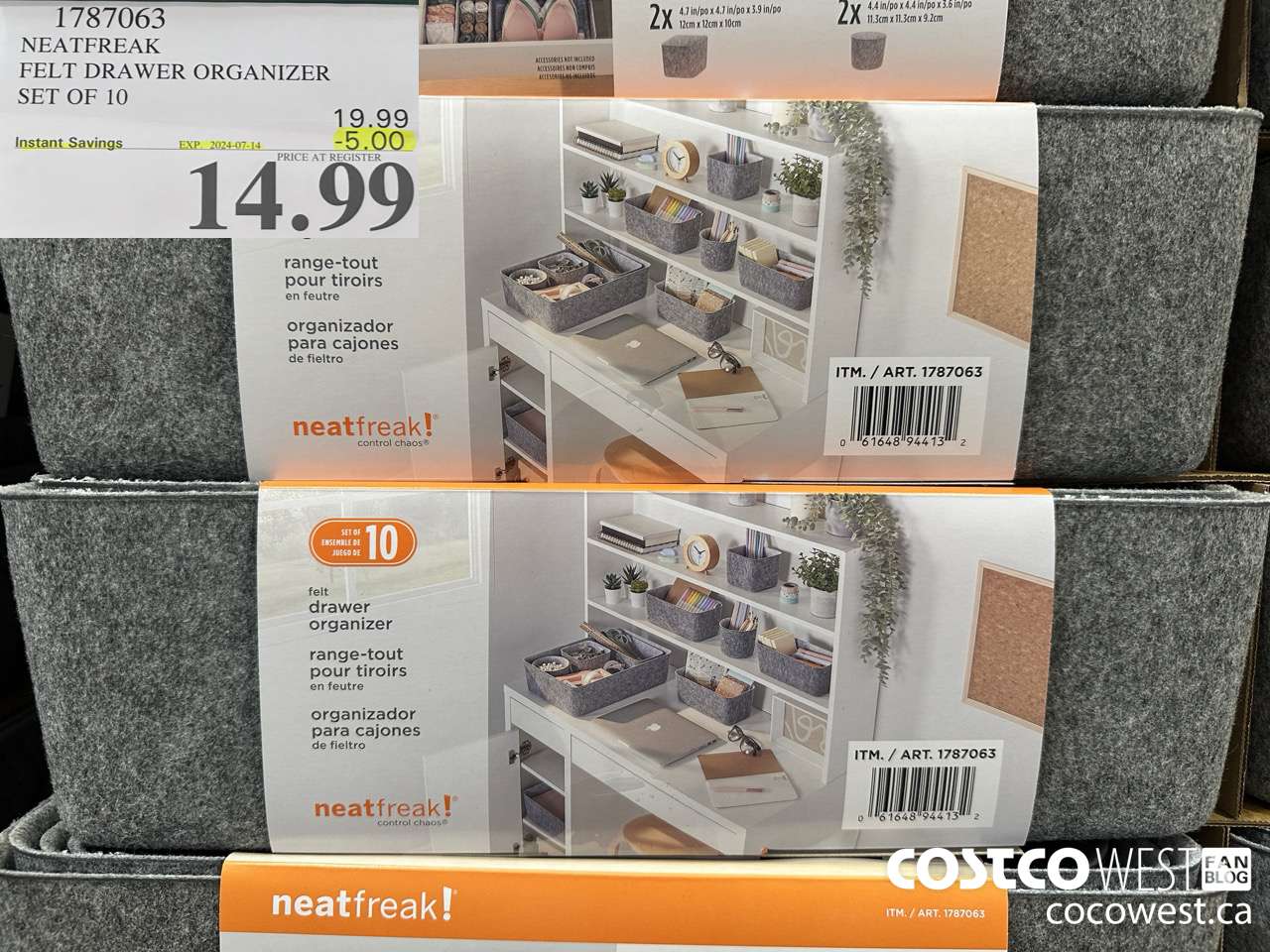 1787063 NEATFREAK FELT DRAWER ORGANIZER SET OF 10 ($5.00 INSTANT SAVINGS EXPIRES ON 2024-07-14) $14.99