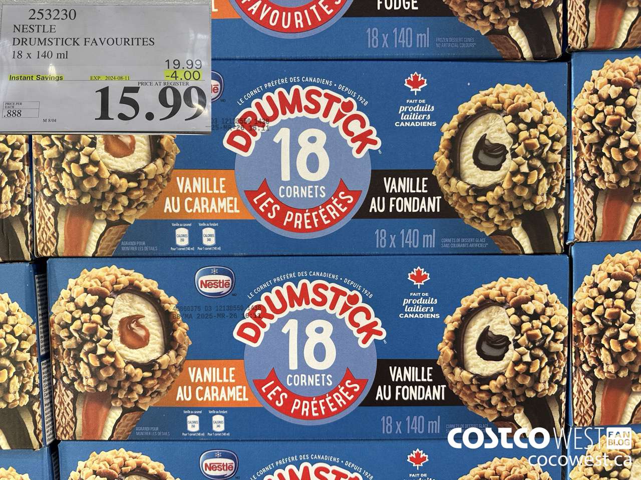 253230 NESTLE DRUMSTICK VARIETY PACK 18 x 140 ml ($4.00 INSTANT SAVINGS EXPIRES ON 2024-08-11) $15.99