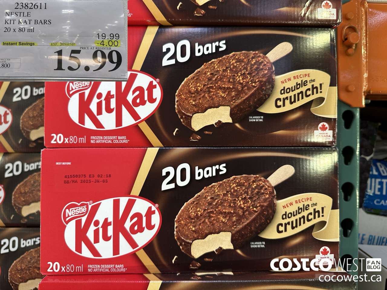 2382611 NESTLE KIT KAT BARS 20 X 80 ML ($4.00 INSTANT SAVINGS EXPIRES ON 2024-07-07) $15.99