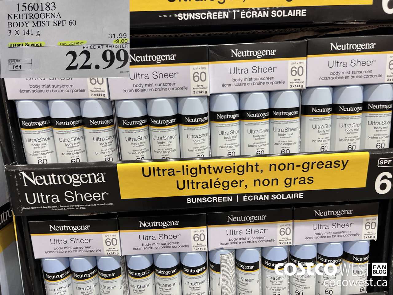 1560183 NEUTROGENA BODY MIST SPF 60 3 X 141G ($9.00 INSTANT SAVINGS EXPIRES ON 2024-07-07) $22.99