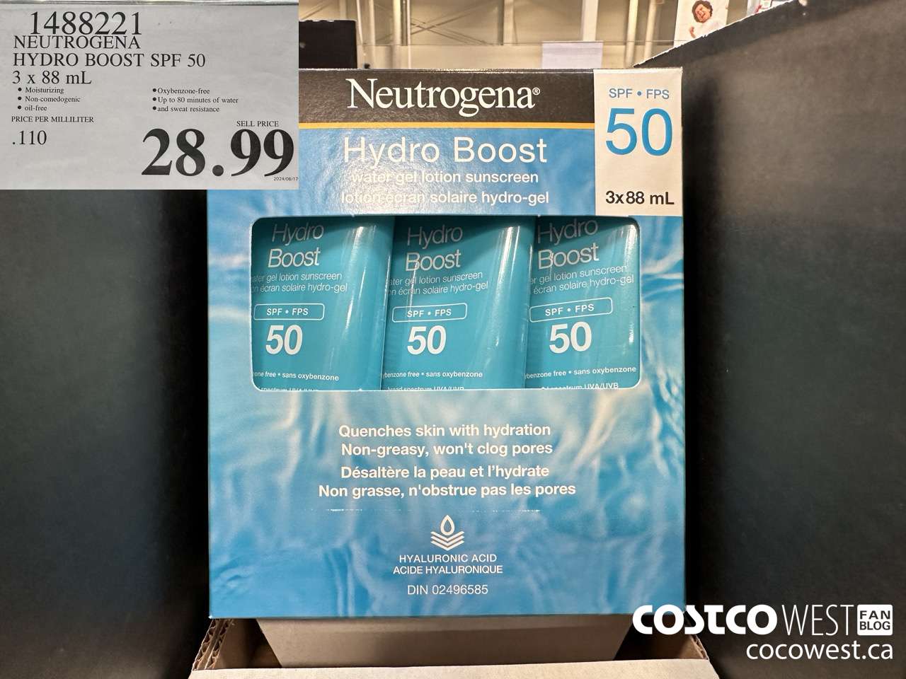 1488221 NEUTROGENA HYDROBOOST SPF 50 OXY-FREE 3 x 88 mL $28.99