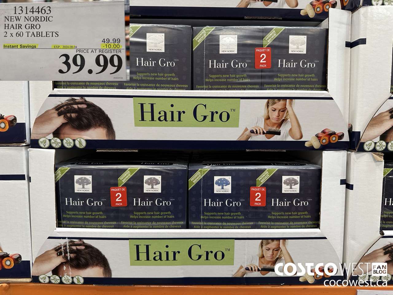 1314463 NEW NORDIC HAIR GRO 2 X 60 TABLETS ($10.00 INSTANT SAVINGS EXPIRES ON 2024-08-04) $39.99