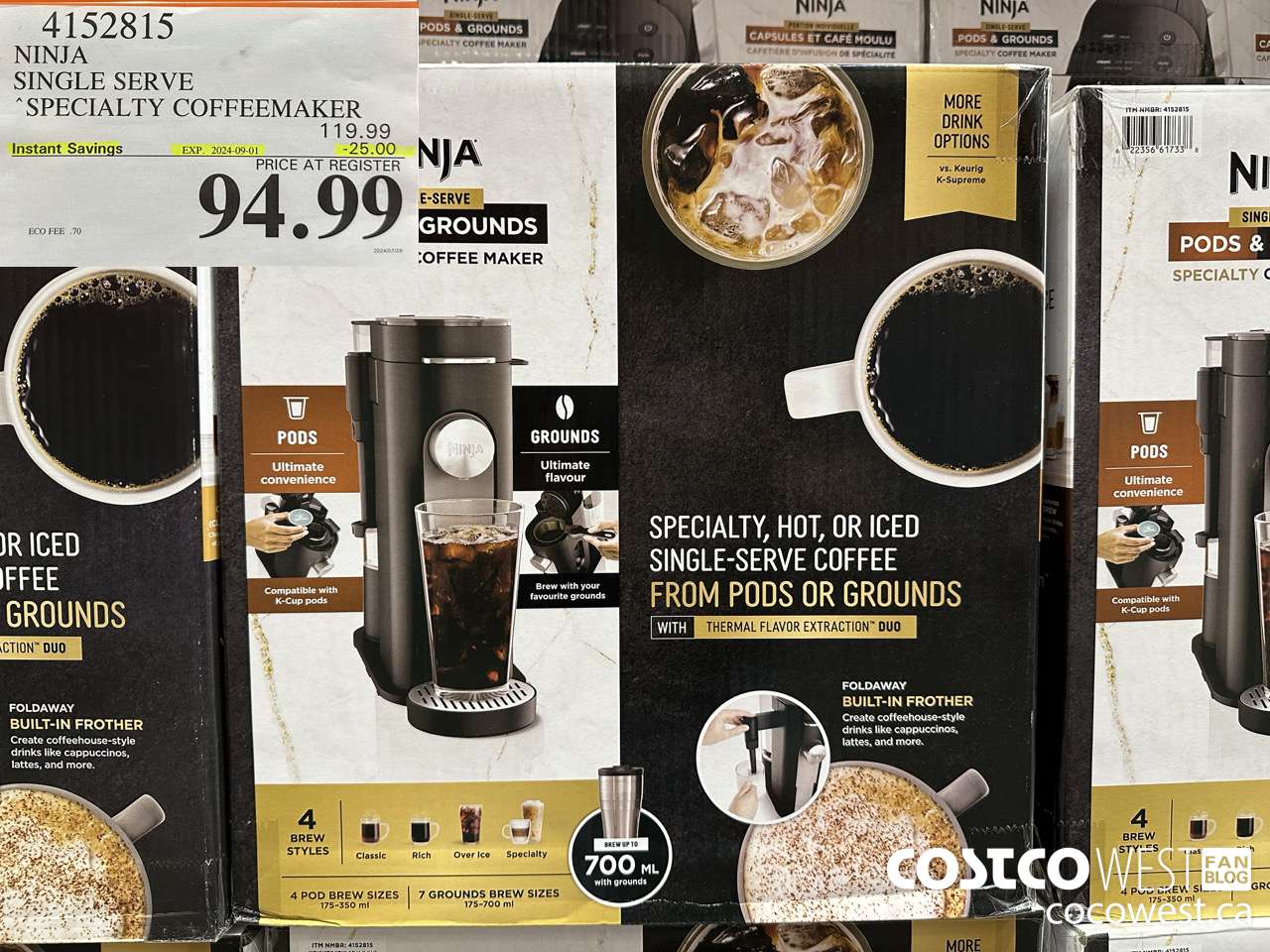 4152815 NINJA SINGLE SERVE SPECIALTY COFFEEMAKER ($25.00 INSTANT SAVINGS EXPIRES ON 2024-09-01) $94.99