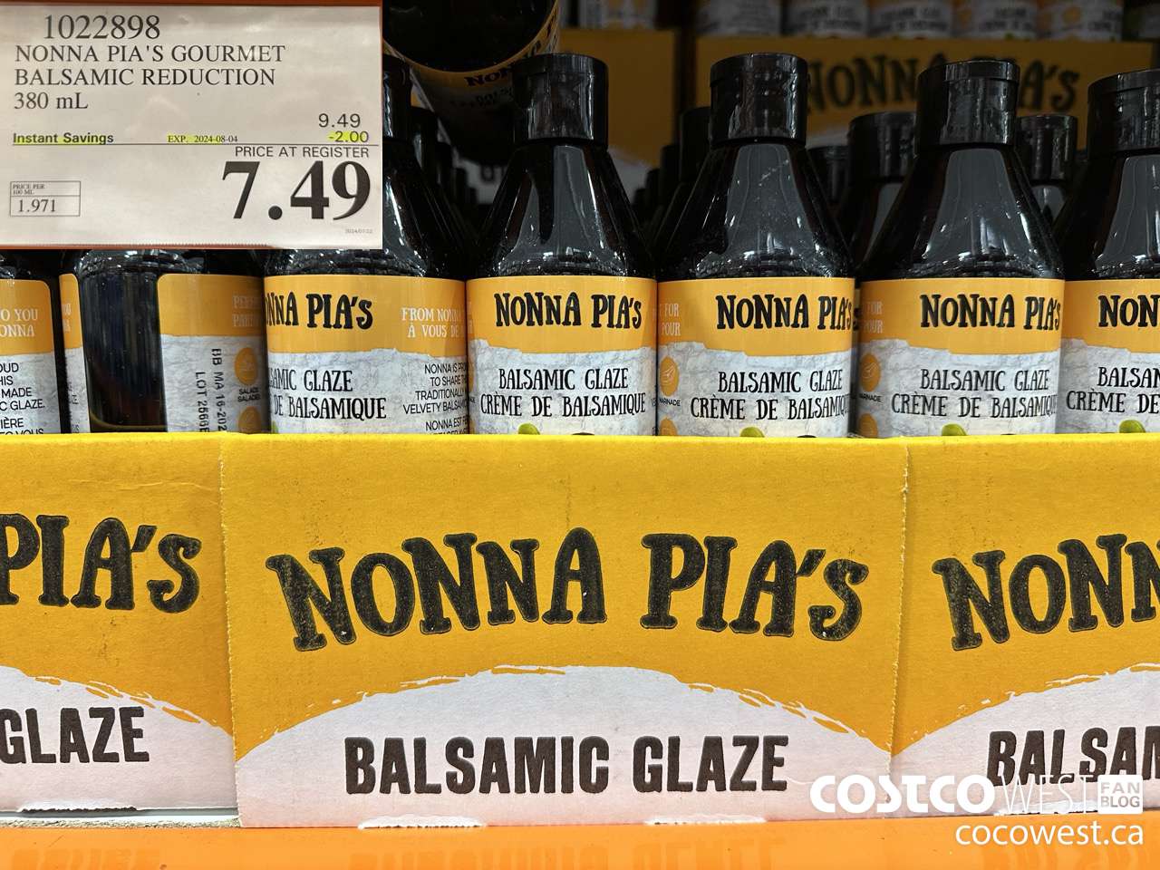 1022898 NONNA PIA'S GOURMET BALSAMIC REDUCTION 380 ML ($2.00 INSTANT SAVINGS EXPIRES ON 2024-08-04) $7.49