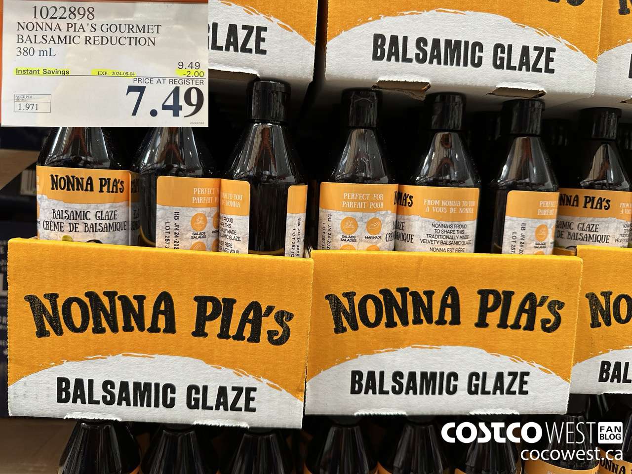 1022898 NONNA PIA'S GOURMET BALSAMIC REDUCTION 380 ML ($2.00 INSTANT SAVINGS EXPIRES ON 2024-08-04) $7.49