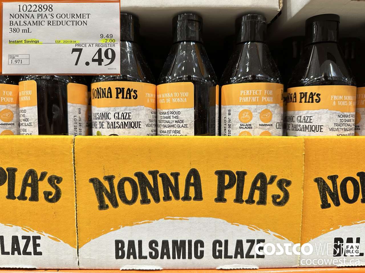 1022898 NONNA PIA'S GOURMET BALSAMIC REDUCTION 380 ML ($2.00 INSTANT SAVINGS EXPIRES ON 2024-08-04) $7.49