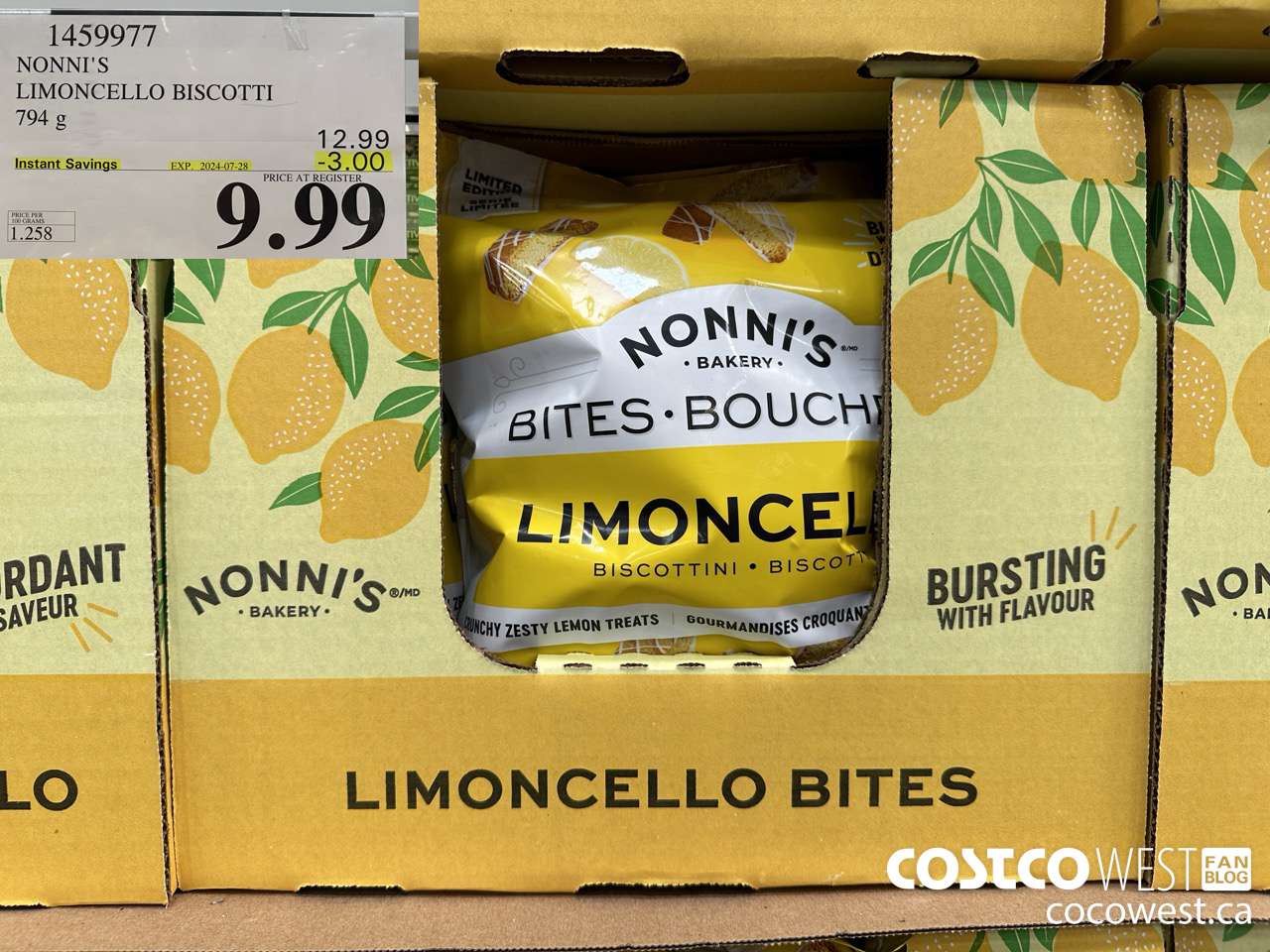 1459977 NONNI'S LIMONCELLO BISCOTTI BITES 794 g ($3.00 INSTANT SAVINGS EXPIRES ON 2024-07-28) $9.99