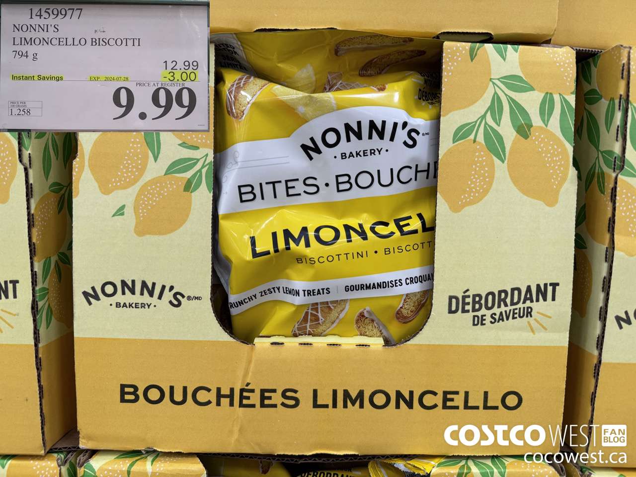 1459977 NONNI'S LIMONCELLO BISCOTTI BITES 794 g ($3.00 INSTANT SAVINGS EXPIRES ON 2024-07-28) $9.99