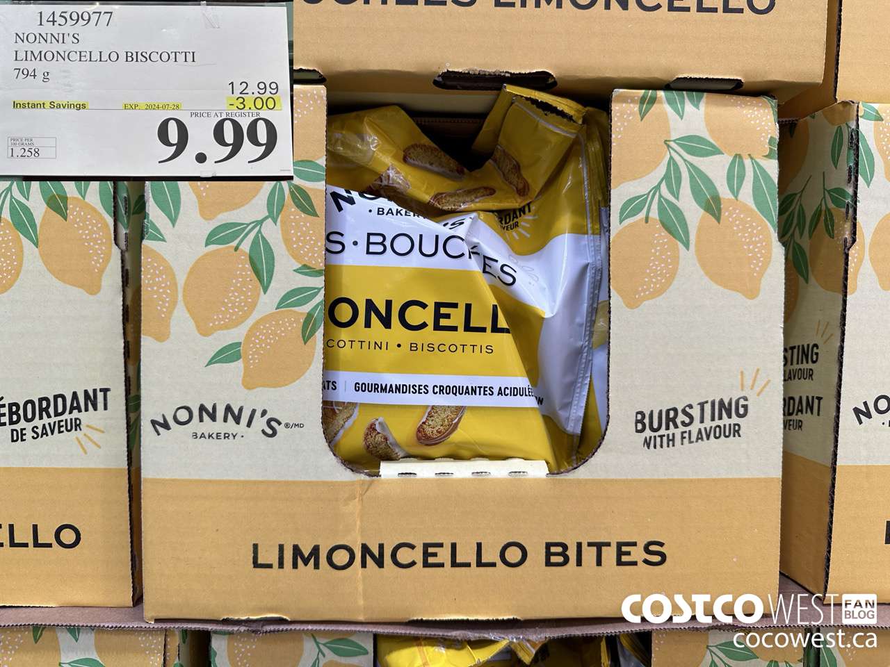 1459977 NONNI'S LIMONCELLO BISCOTTI BITES 794 g ($3.00 INSTANT SAVINGS EXPIRES ON 2024-07-28) $9.99