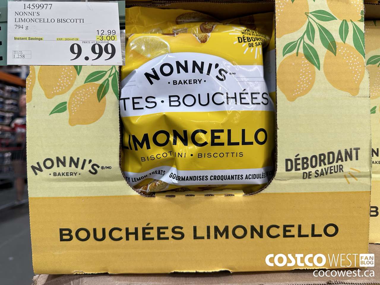 1459977 NONNI'S LIMONCELLO BISCOTTI BITES 794 g ($3.00 INSTANT SAVINGS EXPIRES ON 2024-07-28) $9.99
