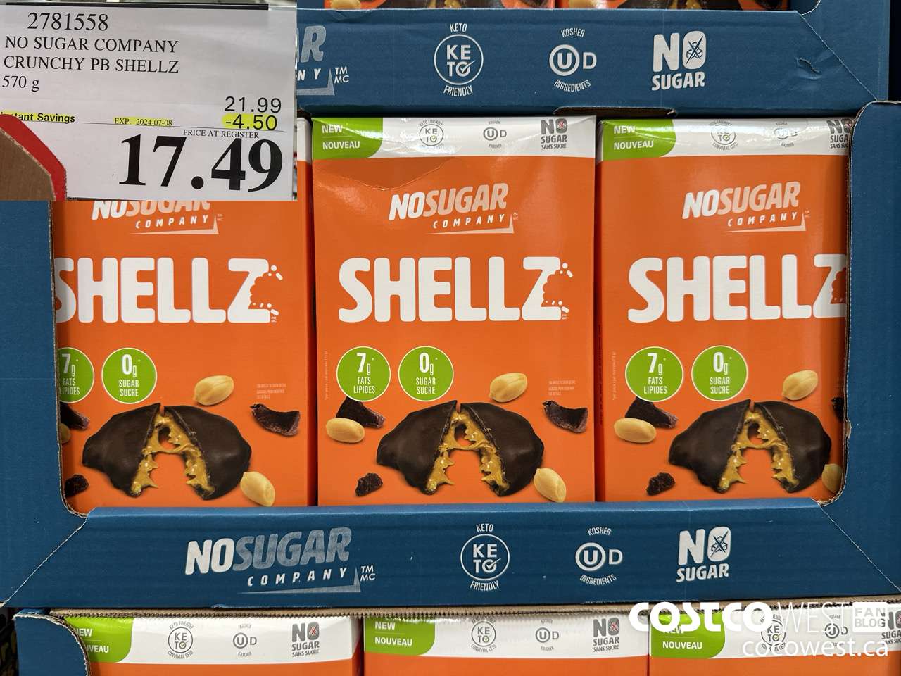 2781558 NO SUGAR COMPANY CRUNCHY PB SHEELZ 570G ($4.50 INSTANT SAVINGS EXPIRES ON 2024-07-08) $17.49