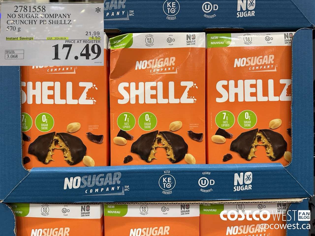 2781558 NO SUGAR COMPANY CRUNCHY PB SHEELZ 570G ($4.50 INSTANT SAVINGS EXPIRES ON 2024-08-04) $17.49