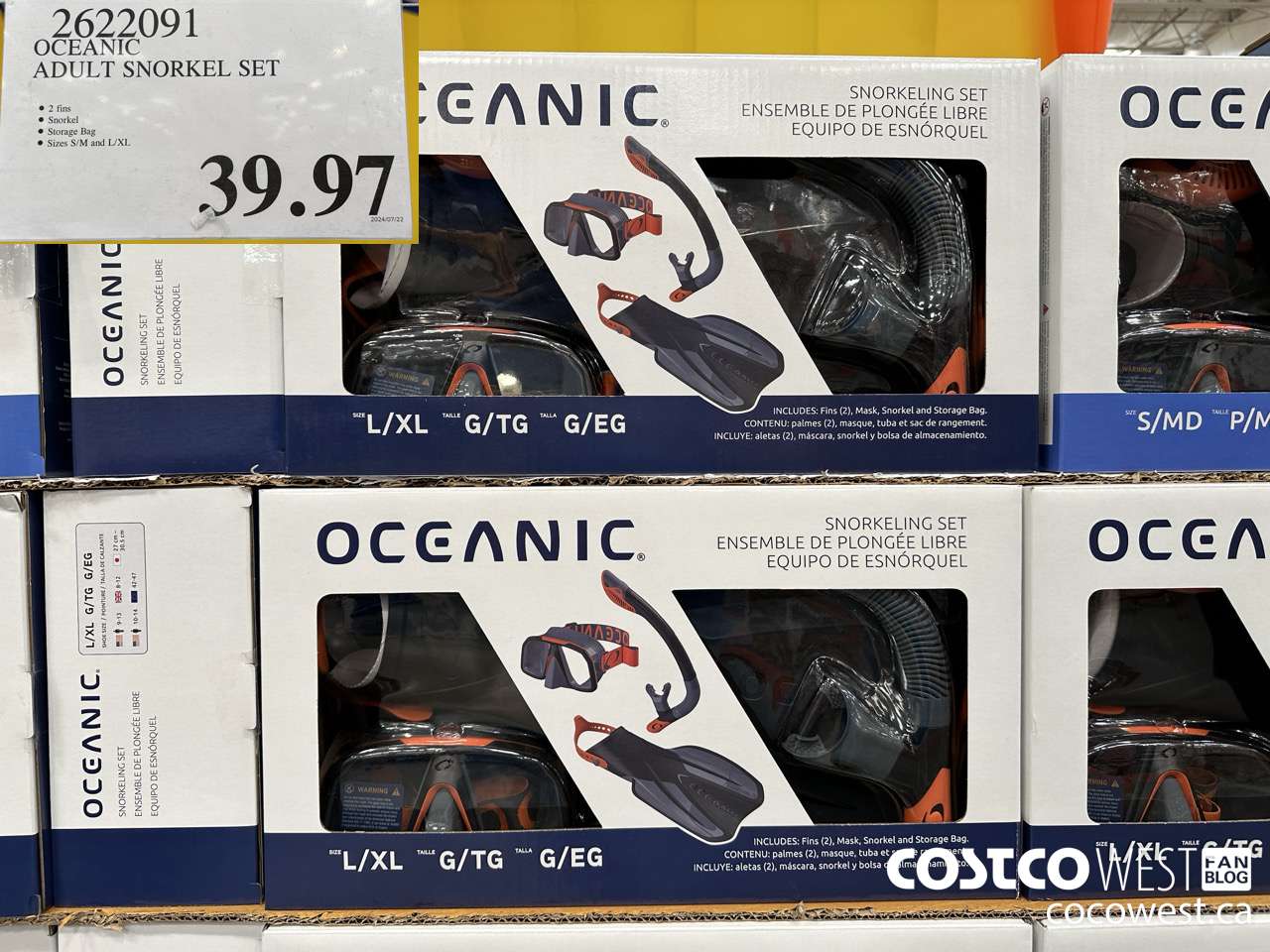 2622091 OCEANIC ADULT SNORKEL SET $39.97