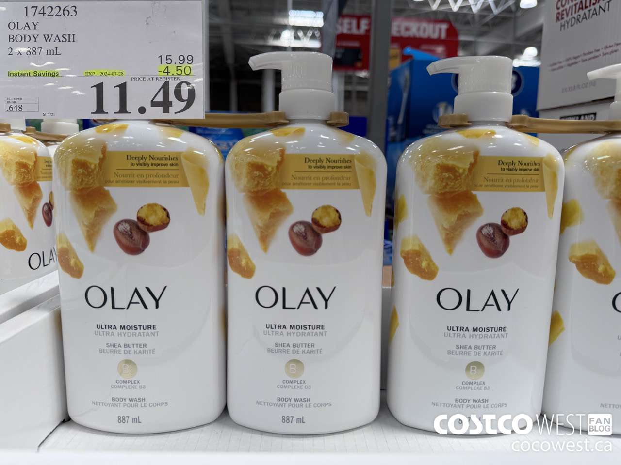1742263 OLAY BODY WASH 2 X 887 ML ($4.50 INSTANT SAVINGS EXPIRES ON 2024-07-28) $11.49