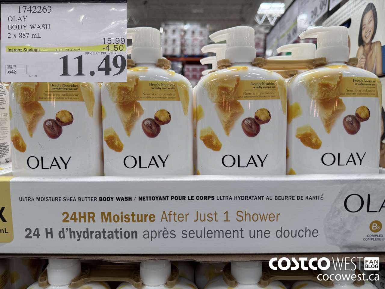 1742263 OLAY BODY WASH 2 X 887 ML ($4.50 INSTANT SAVINGS EXPIRES ON 2024-07-28) $11.49